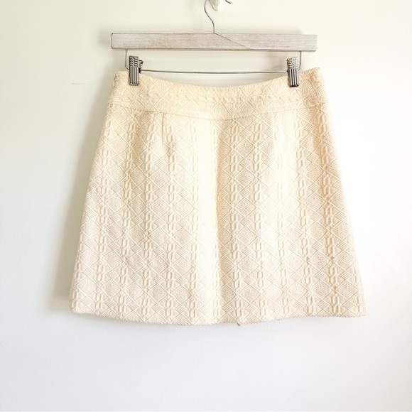 Milly New York Cream Ivory Wool Preppy Tweed Pleated Mini Skirt sz 6 - Picture 6 of 11